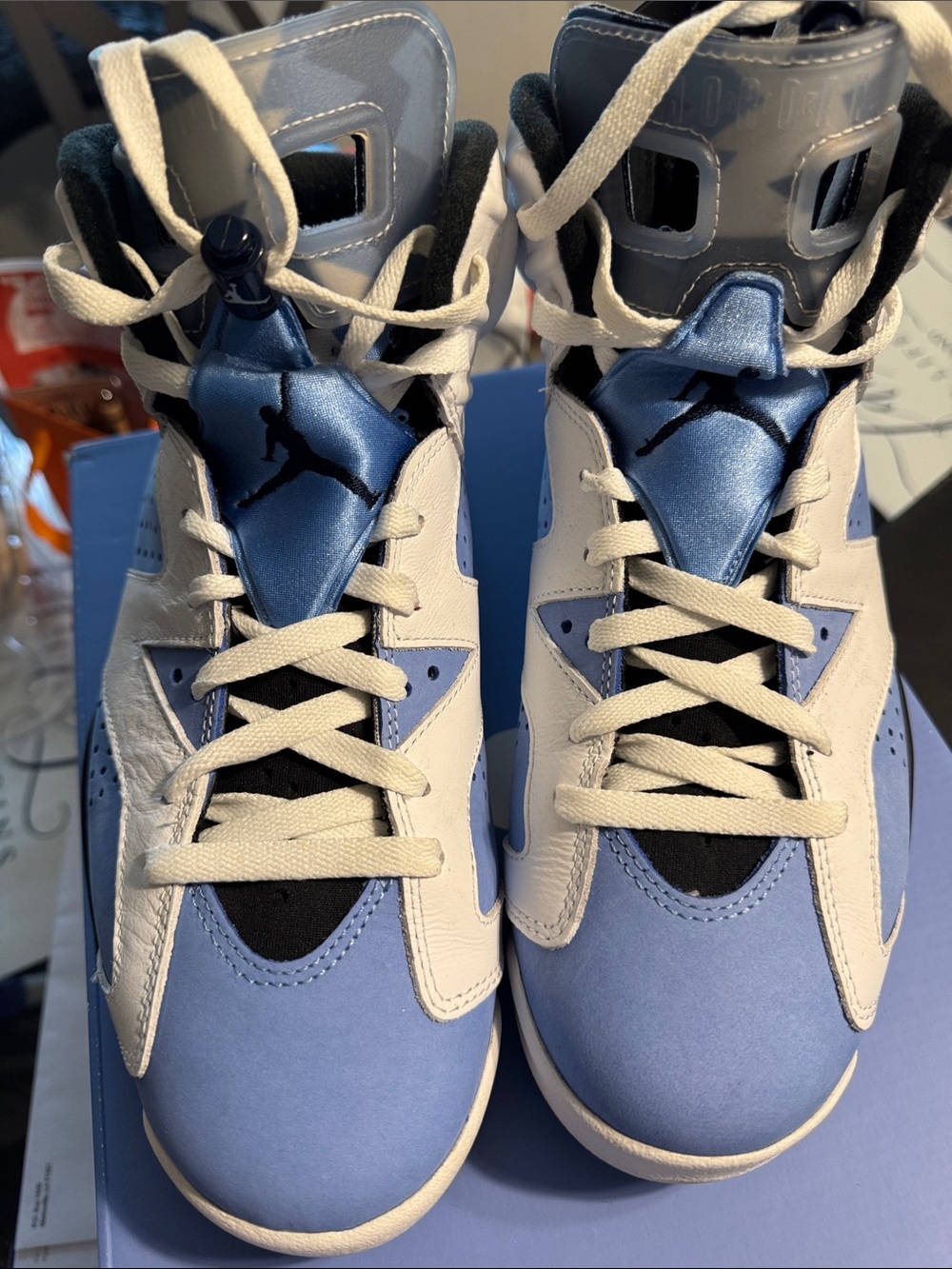 Jordan Men Blue and White High-Top Sneakers